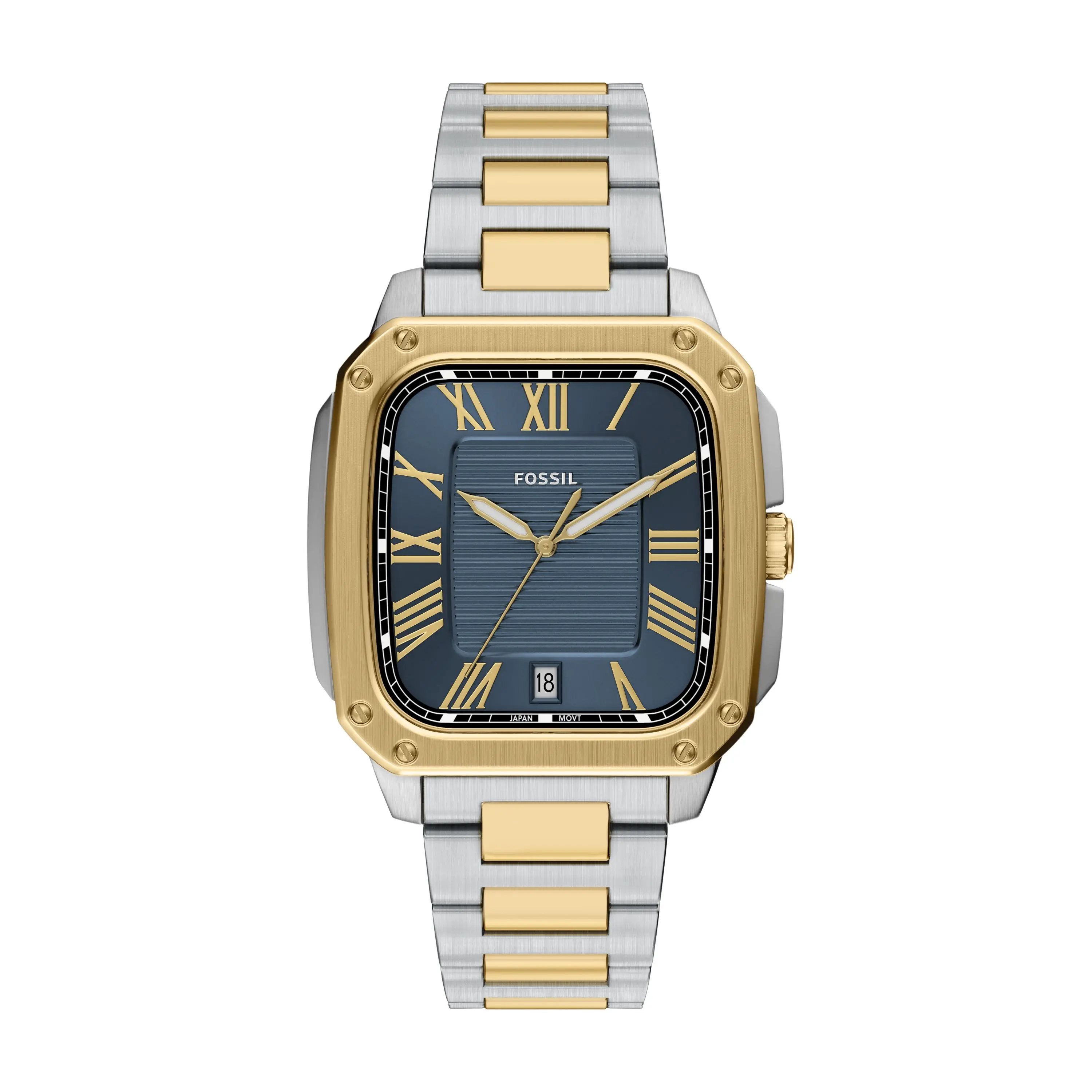 Fossil Men's Crosby 42mm Three-Hand Date Two-Tone Stainless Steel Watch