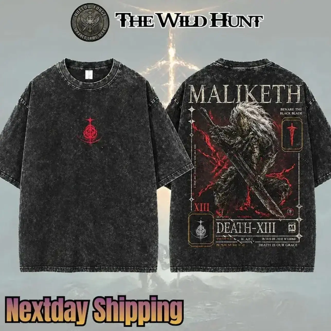Maliketh Eldenring Boss Retro Vintage Unisex Oversize Anime Manga Acid Washed, Anime Merch, Gift For Anime Fan, New Cool Gaming Gift for him AY7