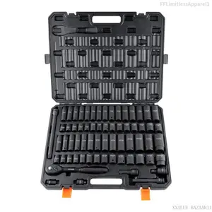 Drive Impact Socket Set, Various specifications, Cr-V Alloy Steel for Auto Repair, Rugged Construction, Easy-to-Read Size Markings, Storage CaseFFLimitlessApparel3XXALUE BAZAAR11