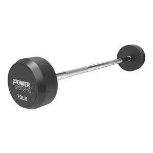 Power Systems Pro Style Rubber Fixed Straight Barbell - Pre-Loaded Weight (70)
