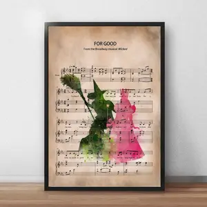 [All Design] Wicked the Musical For Good Lyrics Poster, Changed for Good  print wall art Wicked 2025 Quotes Print Posters, Glinda Wicked Movie Sheet Music Art, glinda good witch, for good, wall art print, witches (NO FRAME)