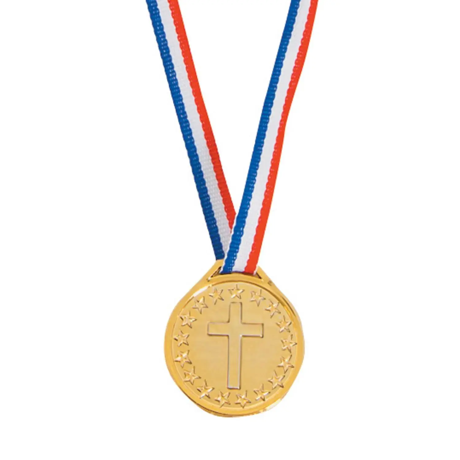 Christian Athlete Plastic Medals - 12 Pc., Athletic Medal, Nylon Ribbon, Field Day