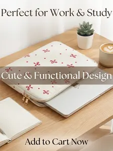 Large Capacity Bowknot Laptop Case, 11/14/15 Inch Textile Material, Multiple Colors Available, Suitable for Tablets and Laptops