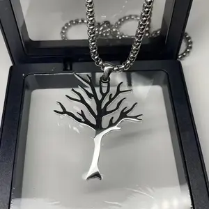 Poison Tree Pendant Necklace – Dark Emo Aesthetic, Stainless Steel Chain