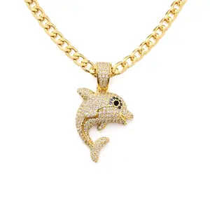 Cuban Chain 5mm x 18&20 Inches with Dolphin Pendant Elegant Laminated High-Quality for Daily Wear