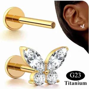 YADOCA 16G Stud Earrings Flat Back G23 Titanium Internal Thread Cartilage Earrings for Women Hypoallergenic CZ Stud Piercing Jewelry Tragus/Nose/Helix/Conch/Medusa/Lip/Labret 6mm 8mm