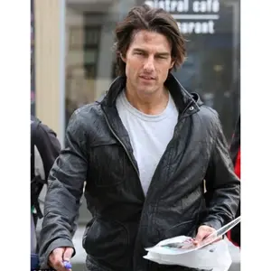 Mission Impossible Ghost Protocol Tom Cruise Hoodie Wrinkled MI4 Leather Jacket