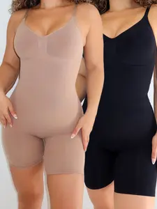 Vanessa Shorts Shaper Bundle Black Beige Korean Minimalist Lifting Sculpting Shapewear with Adjustable Straps 77% Nylon 23% Spandex