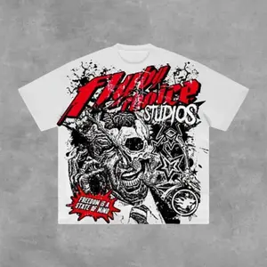 FEEGO Fly By Choice Freedom Is A State Of Mind Skull Graphic Cotton T-Shirt Menswear Top Breathable Cropped shirts  men