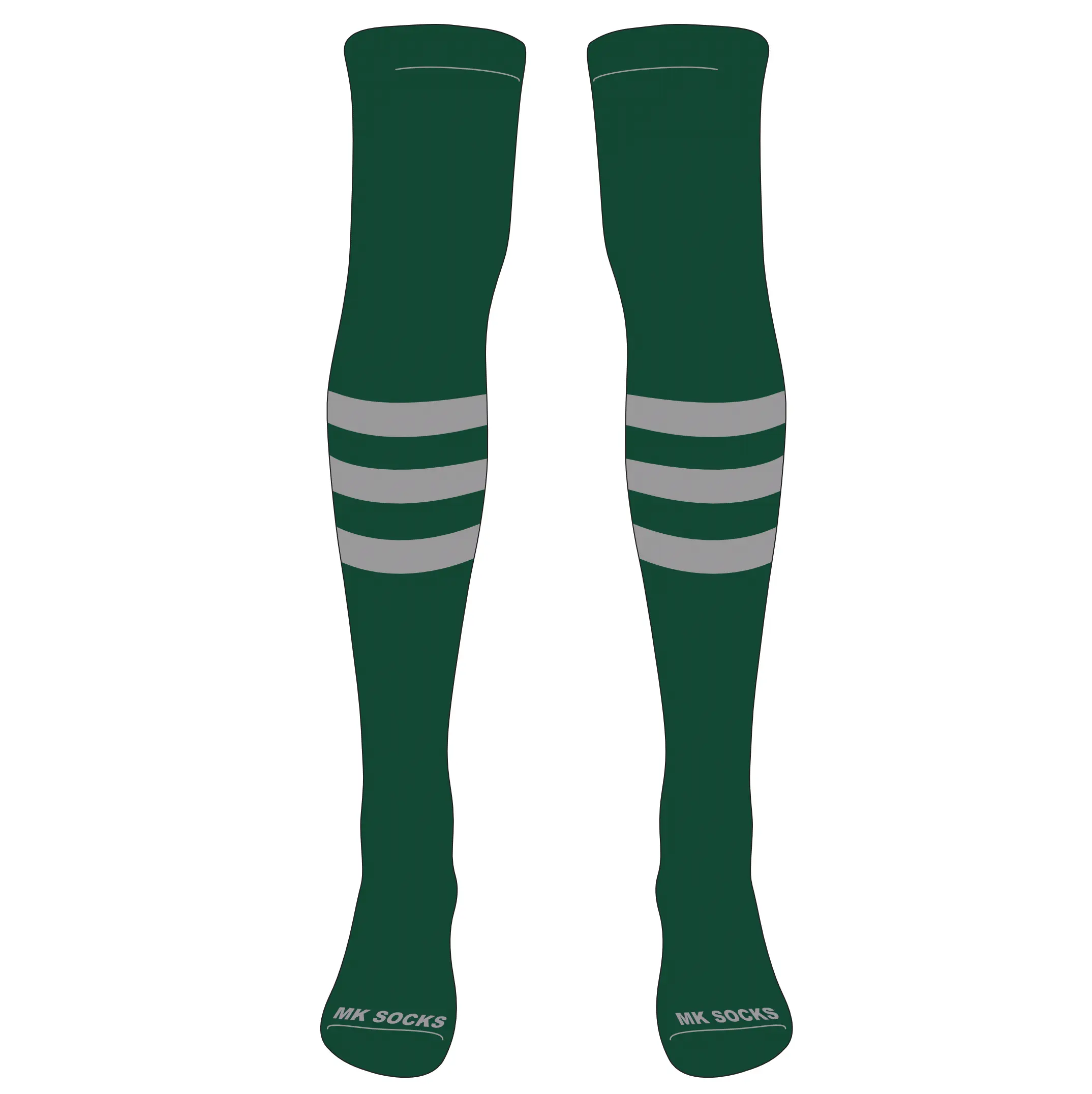 MK Socks Striped Over the Knee Baseball, Football Socks (A) Dark Green, Grey
