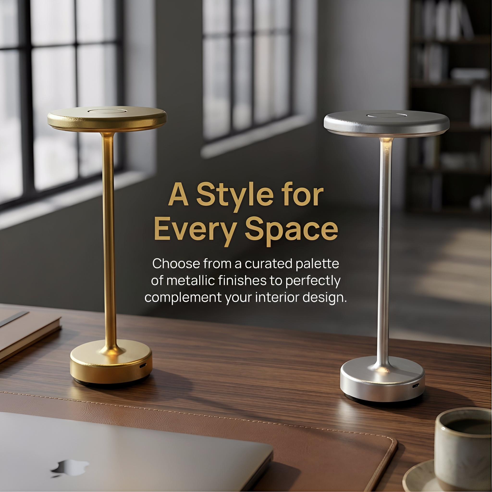 Modern Metal Table Lamp, Touch Control Ambient Bedside Light, Minimalist Desk Lamp for Bedroom Living Room Office Home Decor