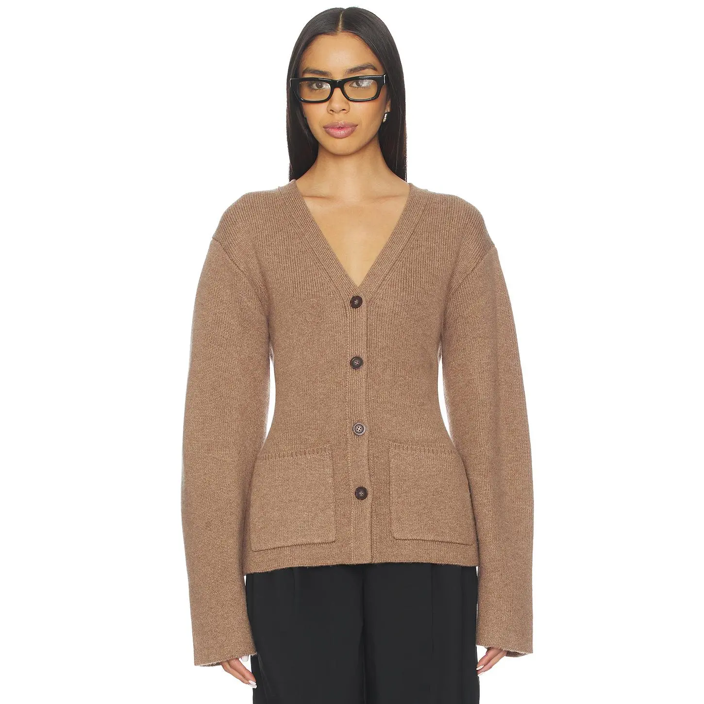 EAVES Sophie Structured Cardigan in Pecan
