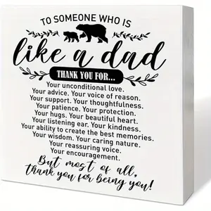 Stepdad Gifts from Daughter son, Stepdad Gifts for Birthday Father's Day Christmas, Bonus Dad Gifts from Kids, to Someone Like A Dad, Wooden Box Sign Desk Decor Room Decor 5x5 inch, Plaque Gift