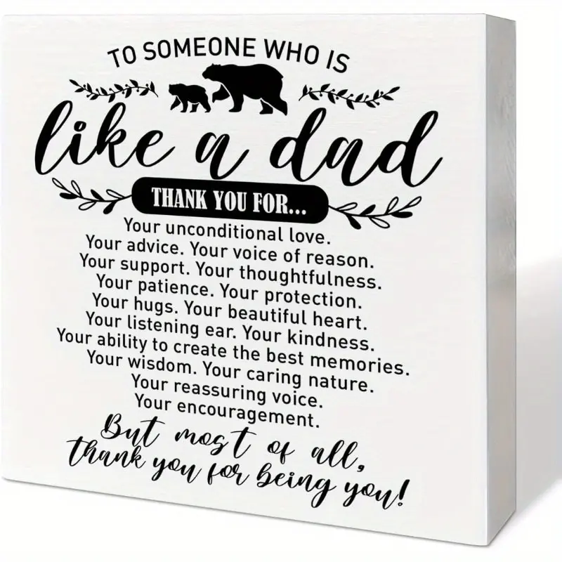 Stepdad Gifts from Daughter son, Stepdad Gifts for Birthday Father's Day Christmas, Bonus Dad Gifts from Kids, to Someone Like A Dad, Wooden Box Sign Wood Home Sign Desk Decor Room Decor 5x5 inch, Decorative Plaque Sign, Plaque Gift