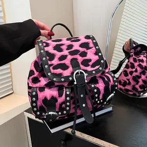 CarryCraze121 Stylish Leopard Backpack Lightweight Adjustable Straps Pink Black Animal Print for Travel Work Casual