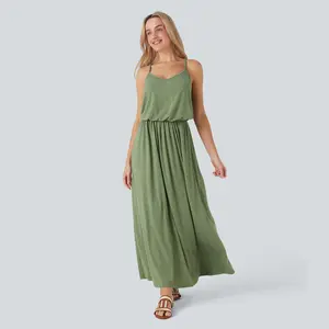Halara Adjustable Strap Maxi Flowy Resort Slip Dress with Pockets