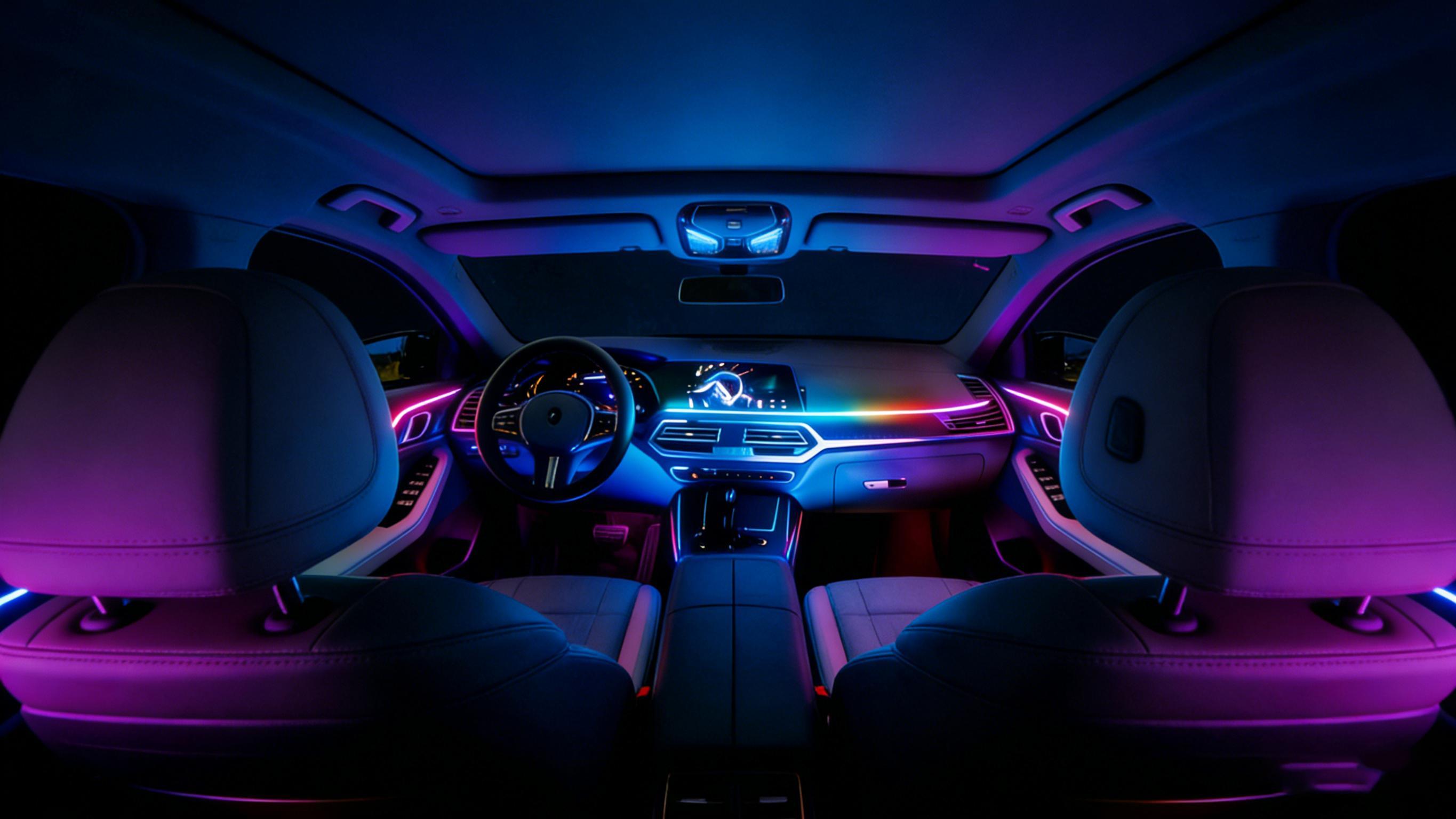 DIBMS APP Controlled RGB Car Interior Light strip,43.3 Inches Acrylic Auto Ambient Lighting Kit with Dreamcolor Chasing, Center Console Dashboard Lamps with APP Remote Control, Universal model, tape installation or embedded