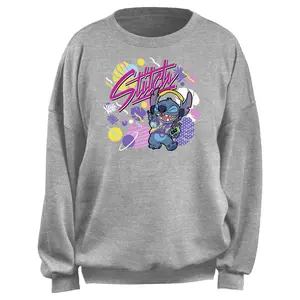 Junior's Lilo & Stitch Colorful 90s Retro Stitch Sweatshirt
