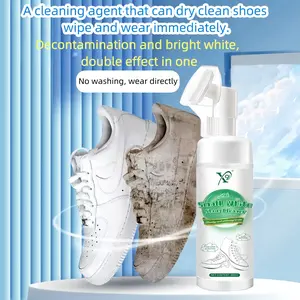 No-Water Foam Shoe Cleaner (Built-in Brush), White Shoe Cleaner, Multi-Purpose Leather Cleaner, Ideal for Sneaker Care, Suitable for Footwear, Full-Grain Leather & Rubber, Household Cleaner.