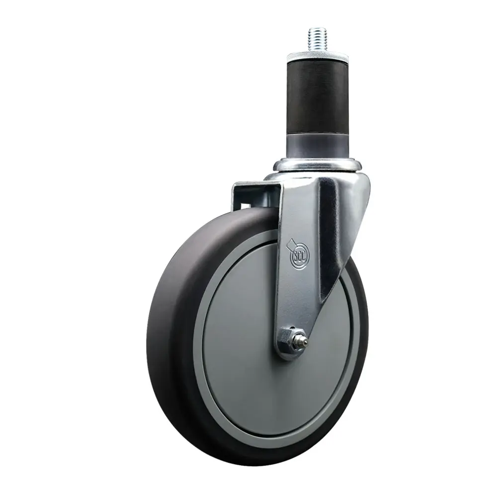 212 MAIN Series #20 SCC-EX20S614-TPRB-158 Thermoplastic Rubber Swivel Expanding Stem Caster (1 Caster, 300 lbs Capacity) - 6 in. Gray Swivel Furniture Moving Wheel, 1.63 in. Round/Sq Stems Secure Fit for Shop Projects, Work Tables