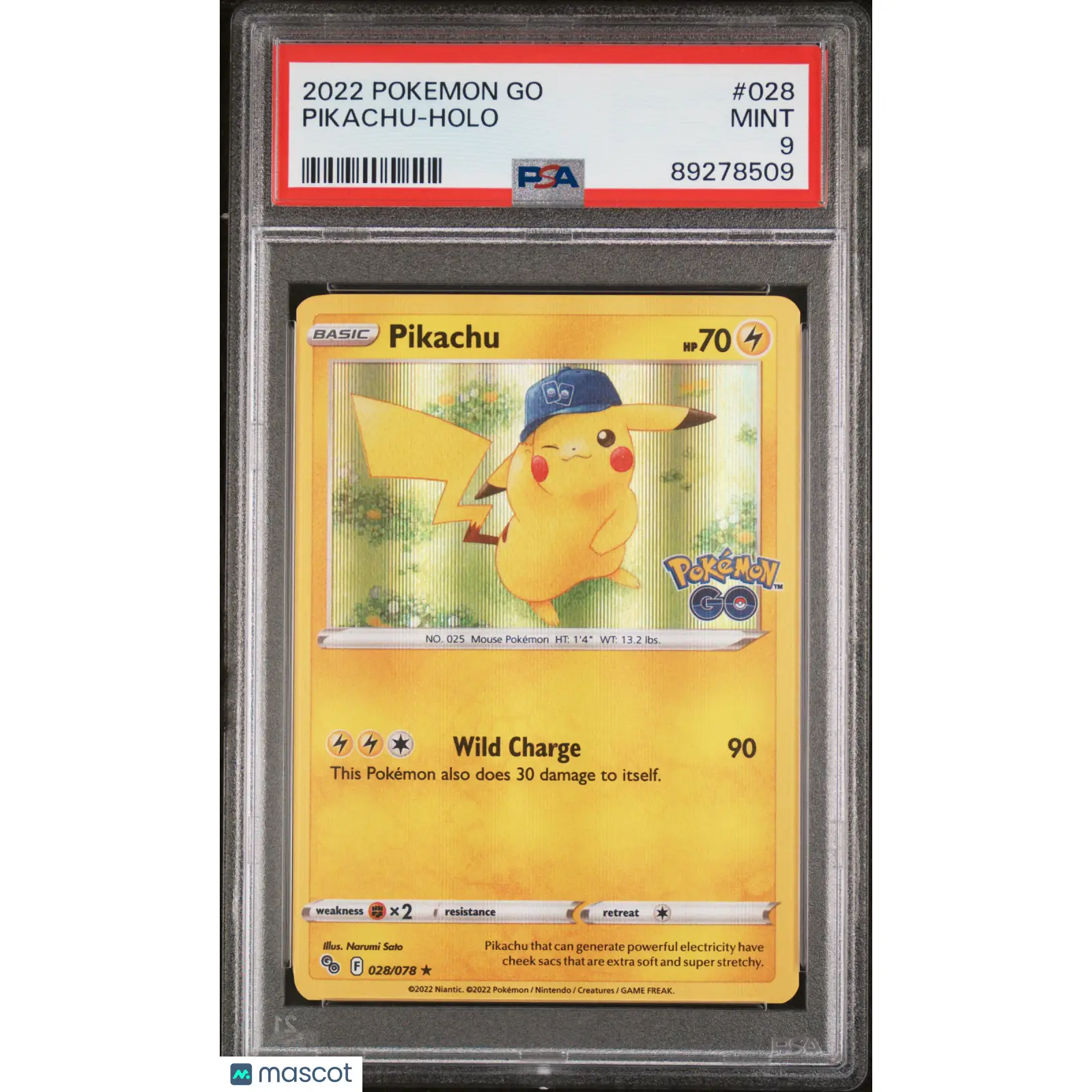 PSA 2022 Pokémon GO TCG Pikachu #028 9 Graded Card