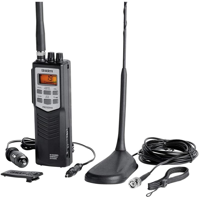 Uniden PRO501TK Compact Handheld Mini Walkie Talkie for Adults - 40 Channels CB Radio, ANL Enabled, Noise-Reducing Function, Wireless Audio, Magnet Mount Antenna, NOAA Weather Channels, Varied Range, Batteries Included