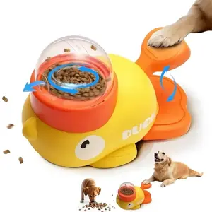 2-in-1 Interactive Cat Puzzle Treat Dispenser Toy, Duck-Shaped Automatic Food Slow Feeder for Cats and Small Dogs, IQ Enrichment, IQ Training and Exercise 8.6 Inches