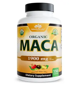 BIG SALE 2026!!!  NaturaLife Labs Organic Maca Root – Black, Red & Yellow – 1900 mg per Serving – 150 Capsules – Gelatinized Peruvian Maca – Non-GMO, Gluten-Free, Vegan