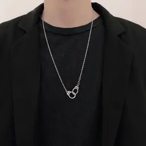 Necklace trendy hip hop collarbone chain niche accessories versatile handsome pendant handcuffs personality female style cold wind cool