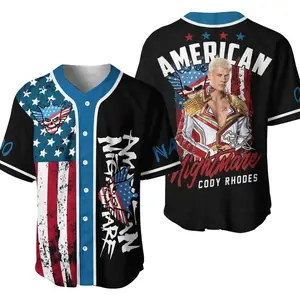 Vintage American Nightmare Cody Rhodes Baseball Jersey Men, Cody Rhodes WWE Summer Slay 2025 jersey B8