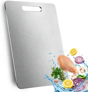 Titanium Cutting Board for Kitchen 100% Pure Titanium Food Grade 304 Stainless Steel Double-Sided 13.3 * 9Inch for Fruit Meat Vegetable Chopping Indoor Outdoor Use Lightweight & Easy to Clean - Knives