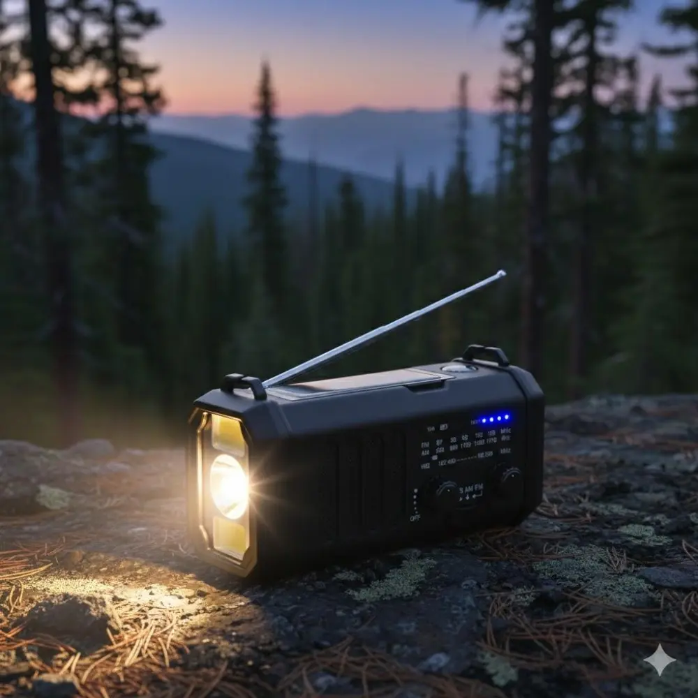 Emergency Weather Radio with 10000mAh Power Bank, Hand Crank Solar USB Charging, AM/FM, Type-C Charging, Flashlight, Reading Lamp, SOS Signal. Portable Survival Kit for Outdoor Emergency Preparedness.