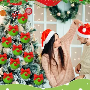 6pcs - Christmas ball plush ball, uncharged Christmas tree ornament, beautiful fireplace decoration, suitable for holiday scene prop decoration, home living room desktop ornament, holiday gift for friends or children