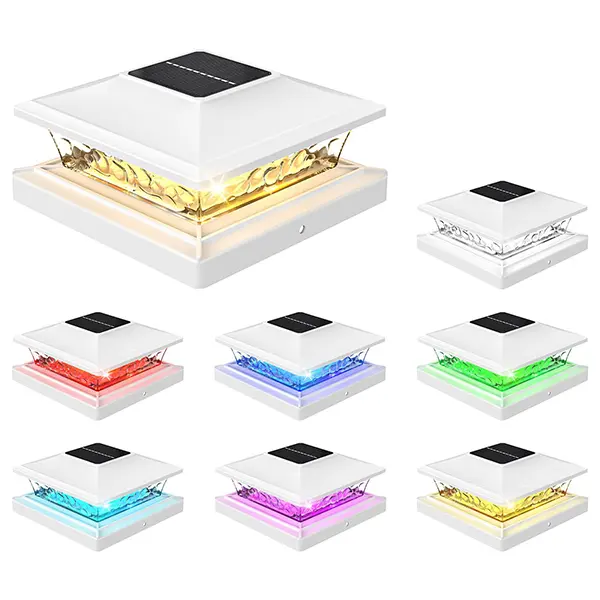 APZZLOXH 8-Pack Solar Post Head Lights, RGB Color-Changing with 8 Fixed Colors, IP65 Waterproof Warm White Solar Outdoor Pathway Lighting for Holidays & Parties, Fits 4×4 5×5 6×6 Wood & Vinyl Posts