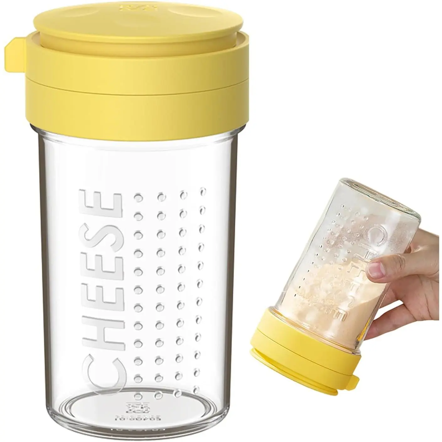 12-ounce glass parmesan cheese shaker with airtight lid — anti-clog dispenser for grated cheese, sugar, matcha, and spices