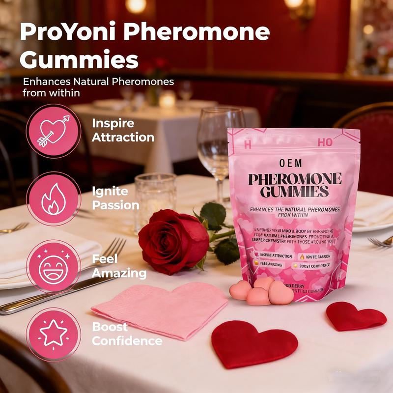 ProYoni Pheromone Gummies (2-Pack) – 60-Day Supply Natural Attraction & Confidence Booster – Sugar-Free Mixed Berry Edibles – 120 Count Total