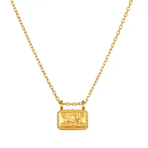 Satya Jewelry Dawn of Renewal Lotus Necklace - 18kt Gold Plated Pendant with Lotus Flower Design & 16" Chain + 3" Extension NG0230-L16