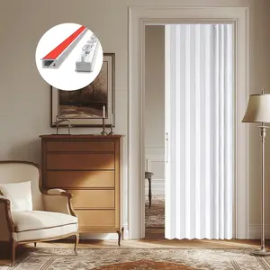 Blackout  Door Curtain Patio Door Curtain Invisible Folding Door for Bedroom Living Room Accordion Doorway Curtain Sets Included Tracks (1Panel, 43W x 79 L, White)