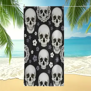 Gothic Skull Floral Print Beach Towel, Lightweight & Comfortable, Quick Dry & Absorbent, All Season, Perfect for Beach, Surfing, Swimming & Summer Beach Activities, Ideal Gift for Gothic Dark Lovers
