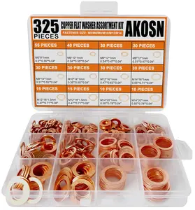 PCS,  Sizes, Premium Copper Metric Sealing Crush Washers Assortment Kit, Upgraded Flat Ring Oil Drain Plug Crush Washer Gaet Seal Assortment Set, Banjo Bolt Washer for Automotive, Motorcycles