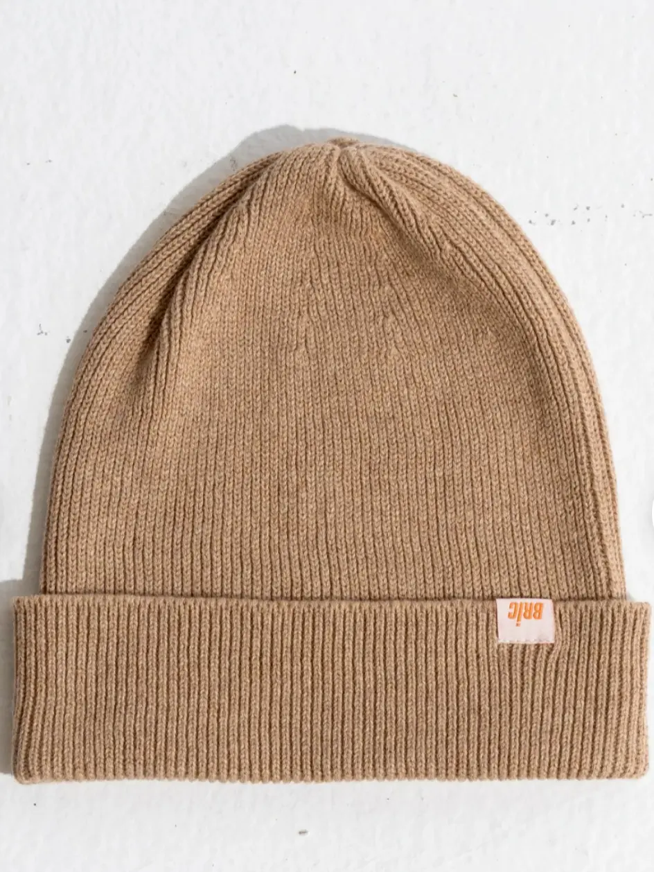 BRIC Cozy Knit Beanie Soft Warm Winter Hat in Navy Orange Camel Classic Design for Winter Wear and Casual Outings