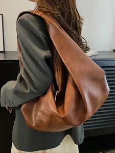 Lazy style fashionable solid color practical texture tote bag, Chic Crossbody Bag, simple and casual versatile, relaxed and large capacity shoulder bag, can accommodate personal belongings, suitable for commuting to work, shopping