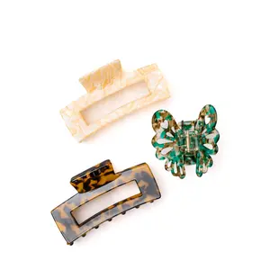 Large Marble Claw Clip Set of 3