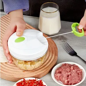 Mini Manual Food Shredder Processor 400ml With 3 Blades Curves-Practical