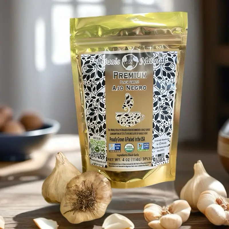 BN Black Garlic Organic 3pcs USDA Certified,Non GMO,Vegan, Gluten Free Delicious Flavor 112g