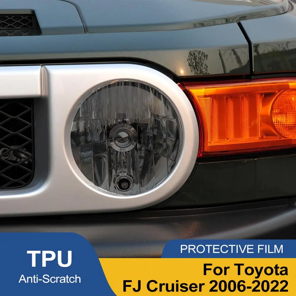 Smoke Black High-Gloss Pre Cut Car Headlight Protective Film for Toyota FJ Cruiser 2006-2022 Anti-Scratch Auto Vinyl Wrap Film