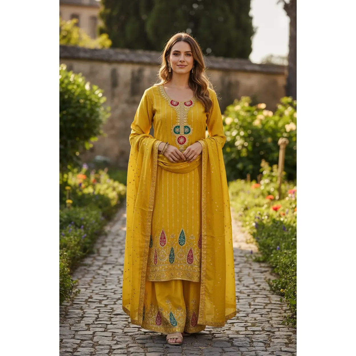 Chiffon silk sharara set