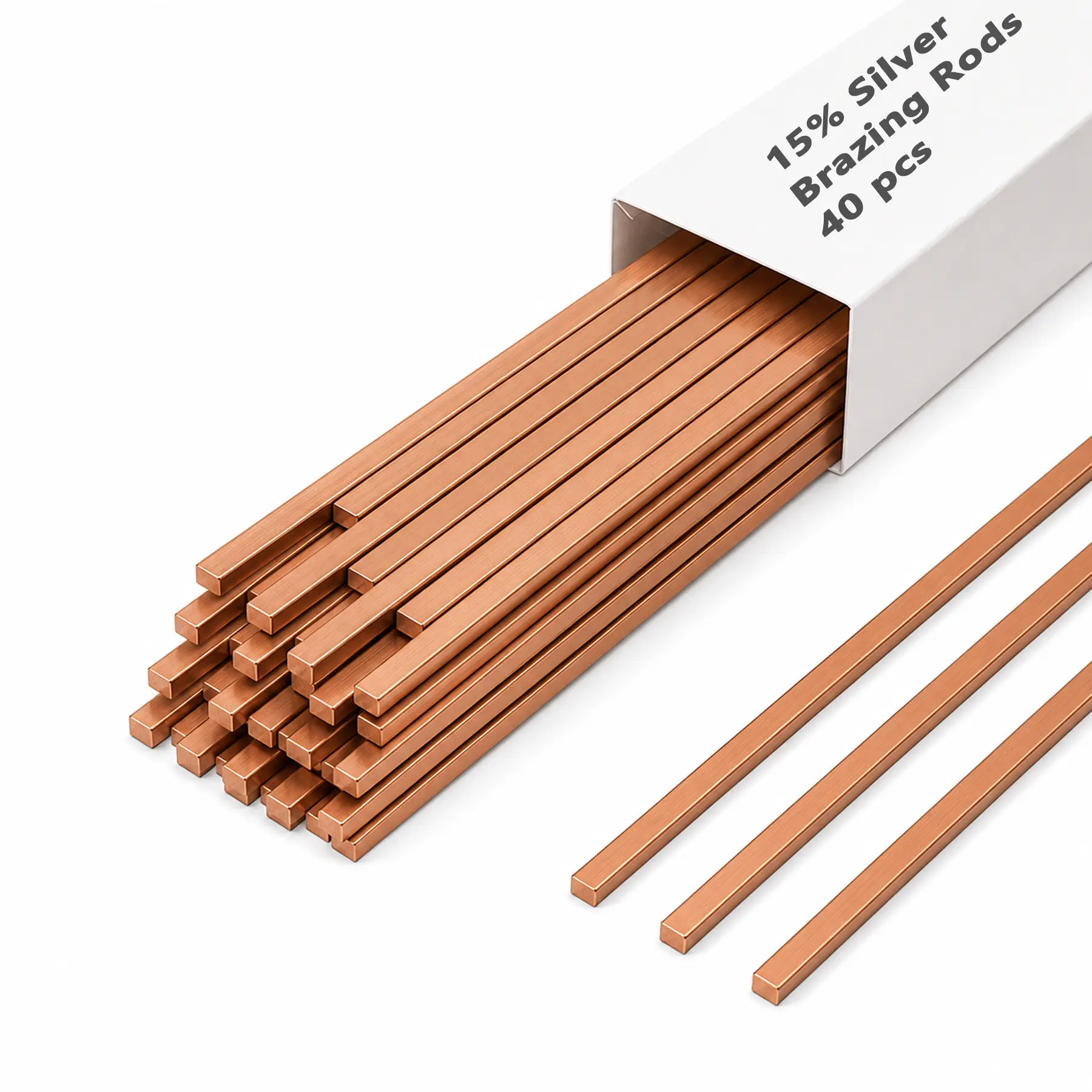 40PCS 15% Silver Brazing Rods AWS BCuP-5,Brazing Alloy Rods 0.050"x1/8"x10",Low Temp Metal Joining Rods for HVAC,Refrigeration,Copper & Brass Repair