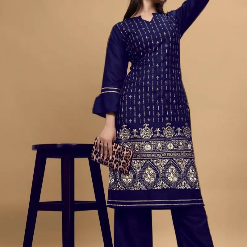 2pcs suit for every wear, Rayon fabric Printed Casual Wear Kurti With Bottom Collection Summer