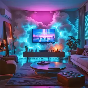 LED Cloud Light (156.29-inch LED String) - Music-Sync RGB Color Changing, USB-Powered, Portable; Ideal for Game Rooms, Commercial Spaces, Dance Floors, Engagements, Weddings, Christmas Parties, and Decorative Lighting.